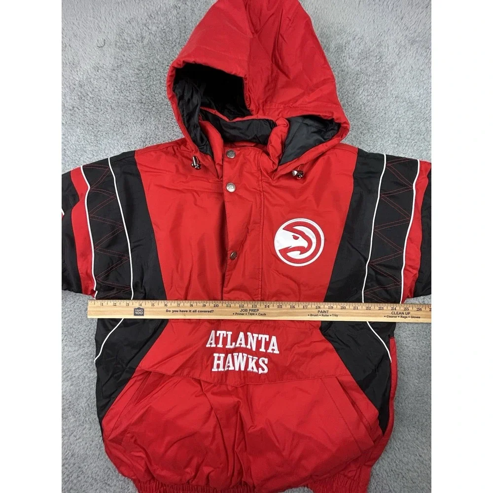 Vintage Starter NBA Atlanta Hawks Retro Logo Mens M Embroidered Half-Zip Jacket
